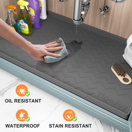 TigeJoy Waterproof Under Sink Mat 28" x 19", Kitchen Cabinet Liner and Drawer Shelf Liners, Protectors for Kitchen Organizers and Storage, Silicone Mat Boot Tray