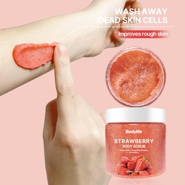 Strawberry Body Polish Removes Dead,for Dry Skin a Soft Hydrated Feel,Smoother, Softer Skin-7.05