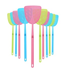 Boao 10 Pcs Fly Swatter Bulk Plastic Colorful Strong Flexible Manual Fly Swat Set Long Handle Durable Bug Swatter for Indoor and Outdoor
