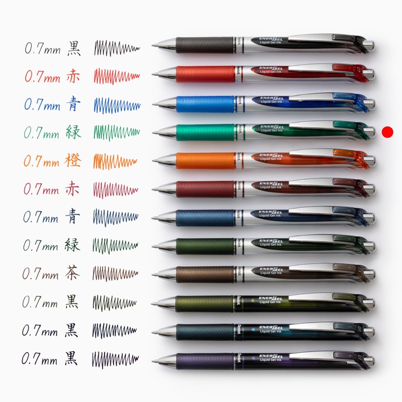 Pentel Ballpoint Pen Refill, EnerGel 0.7mm, Green, 10 Pens XLR7-D(10)