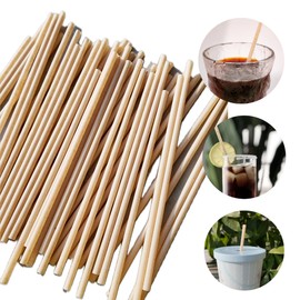 Pack of 400 Disposable Straws Made of Bagasse, 21 cm Straight Flat Straw, 5.5 mm Diameter, Sugar Cane, Biodegradable, for Party, Juice, Kitchen, Club (400)
