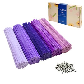 300 pcs Purple Pipe Cleaners Bulk(5 Different Tone Purple) - Fluffy Craft Pipe Cleaners for Arts & Crafts, Ideal for Making Flowers & Decorations (12 x 0.24 inches),Chenille Stems