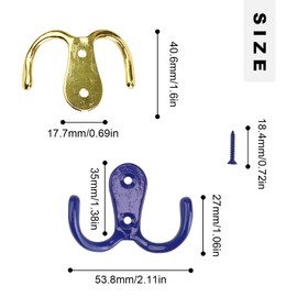 ZIJANG Children's Wardrobe Hooks, Colourful, Pack of 7 Wall Hooks for Screws, Coat Hooks, Wall, Double Hooks with 14 Screws, Suitable for Coat Hooks, Bathroom, Kitchen, Bedroom