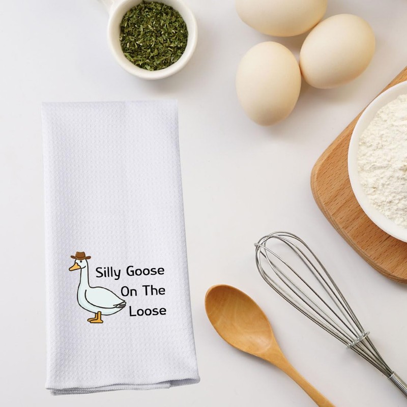 Generic Cowboy Goose Kitchen Towel Silly Goose On The Loose