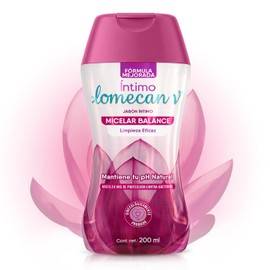 LOMECAN V Shampoo Intimo Balance Micelar, Con Micelas que atraen las impurezas, protege de malos olores y balancea el pH, con ácido láctico dermatológicamente probado, botella con 200ml