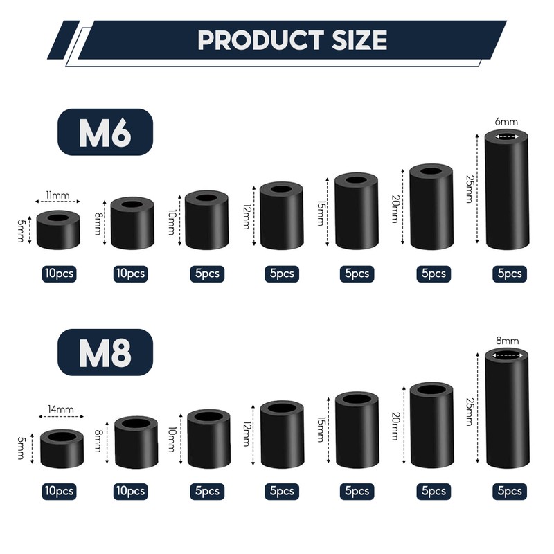 90 PCS ABS Round Spacer Washer Assortment Kit, Insulation Spacer