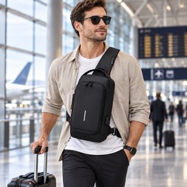 Anti-Theft Chest Bag with Combination Lock & USB Port – Water-Repellent Crossbody Sling Bag for Travel