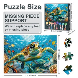 Jigsaw Puzzles 1000 Pieces for Adults Sea Turtle Puzzles for Adults Sea World 1000 Piece Puzzle for Adult Marine Life Adult Puzzles Games - 27.5 x 19.7 Inch