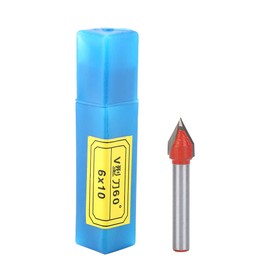 CNC V Bit 60 ° Router 6x10mm Router Bits Borde Tratamiento Ranurado Bits 1/4 "Grabado Madera Trabajo Router Bits 3D V Groove Bit Cutter Tool
