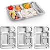 Fasmov 4 Pack Stainless Steel Rectangular Divided Dinner Tray, 6