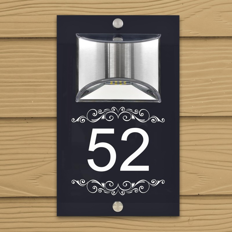 Custom Signs Solar Illuminated Modern Anthracite House Number Sign 24cm