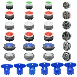 24 pcs Faucet Aerator Replacement, VEINARDYL 5 Sizes Kitchen Sink Aerator with 6 pcs Aerator Key Removal Tools, Faucet Filter M16.5 M18.5 M21 M21.5 M24 for Bathroom or Kitchen