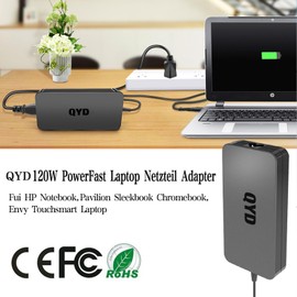 QYD 90W 120W Notebook Power Supply Replacement Charger for HP Pavilion DV6 DV7 DV7T DV8 DV8T HDX X18 15 DV7-2185DX DV7-2180 DV7-2180US DV7-3085DX DV4-5200 DV4-5204TX Laptop Charger Power Cord