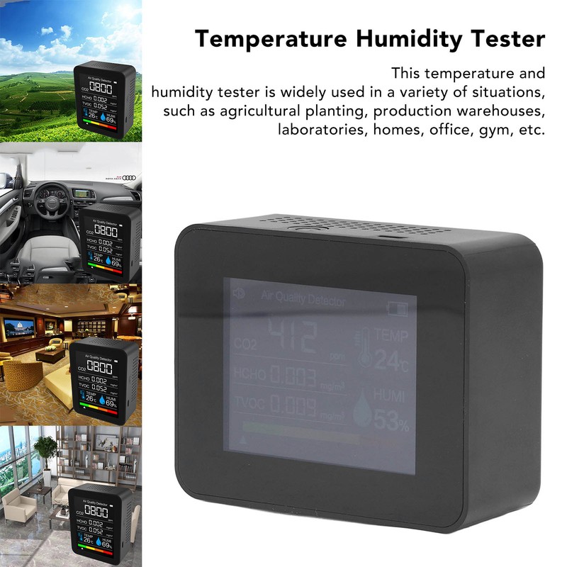 Portable Carbon Dioxide Detector USB Charging Temperature and Humidity Tester