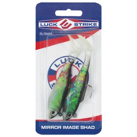 Luck E Strike Mirror Image Shad Paddle Tail Soft Plastic Swimbait, 4 Inch, 2 Pack, Black