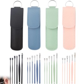 Kit de Eliminación de Cera del Oído de 24 Piezas, Herramienta de Limpieza del Oído Acero Inoxidable, Limpiador de Oidos para Niños y Adultos, Fácil de Transportar y Usar