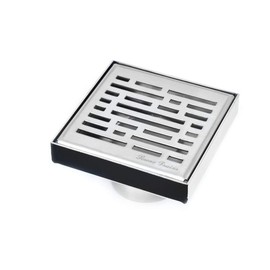 Royal Square Shower Drains – Broken Lanes Design - stainless steel Luxurious line by Serene Steam include Rubber fitting (Brushed Nickel)