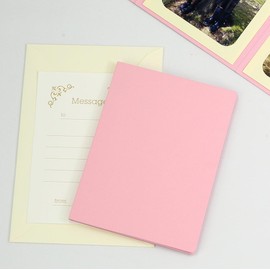 Yamada Bratwurst Paper Store Solid Cover Photo Mat 3 Large Surface Vertical (with envelopes, Message Cards: Ivy) , safety pink