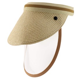 Armycrew Outdoor Summer Sun Visor with Detachable Clear Face Shield - Beige