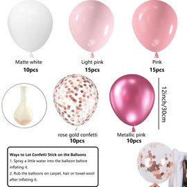 Pack of 60 Balloons Green White Gold Balloons, Metallic Green Balloons for Christening Children Nursery Jungle Party Decoration Safari Birthday Decoration (Pink White)