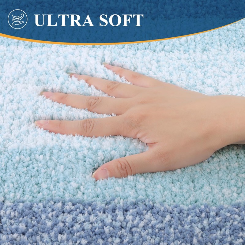 Bsmathom Microfiber Bathroom Rugs Sets 3 Piece, Non-Slip Absorbent Bath