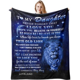 Daughter Gifts from Dad Blanket 150x130CM, to My Daughter Birthday Gifts, Best Gifts for Grown Daughter, Bonus Daughter, Stepdaughter, Daughter-in-law, Birthday Gift from Dad, Daughter Gift Throw
