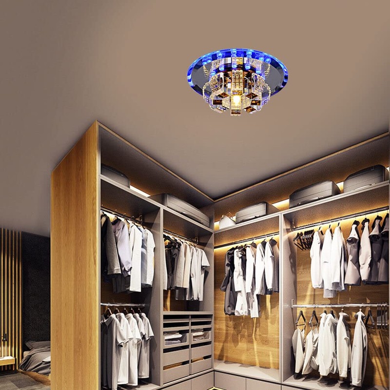 TFCFL White Modern K9 Crystal LED Ceiling Lamp Flush Mount