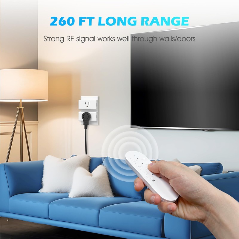 SURNICE Mini Remote Control Outlet Plug, 15A Wireless Light Switch