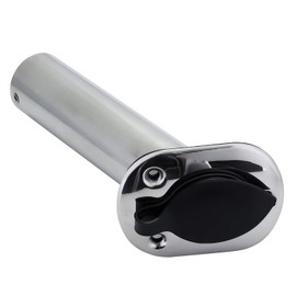 Manifish-Made Stainless Steel 30 Degree Flush Mount Boat Fishing Rod Holder Pole Holder with Rubber Cap, PVC Liner & Gasket