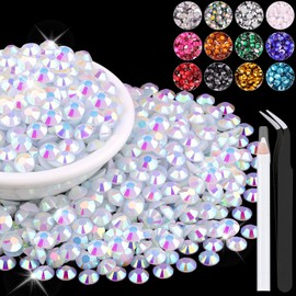1500PCS 6mm Resin Jelly Rhinestones in Bulk (White AB), Bedazzling Flatback Crystals Rhinestones for Crafting DIY Nail Decoration, Gems Diomand Charms for Tumbler Shoes Clothing Fabric