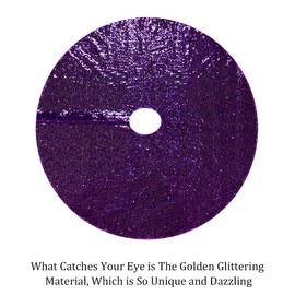 Pardecor Christmas Tree Skirt Sequin Tree Skirt Xmas Pine Tree Ornaments Artificial Christmas Pine Tree Skirt Holiday Decor (48 Inch, Purple)