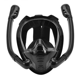 Snorkel Mask,Full face Diving mask,Double Tube Breath Separation,Anti Fog Anti Leak, 180 Degree Ultra Wide Angle,Suitable for Adults and Beginners, (Black, S/M)