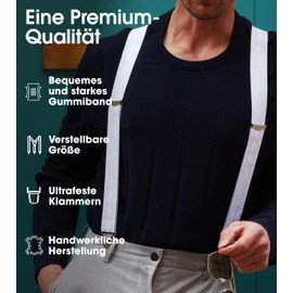 Pierrot Men's Wide and Vintage Premium Braces - Made in Germany / France - Reinforced Elastic Band with Extra Strong Metal Clips - Adjustable Length up to 130 cm - Lifetime Guarantee