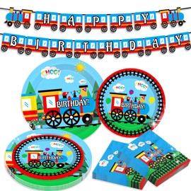 Train Birthday Party Decorations Plates Napkins Banner for Train Party Vehicle Boy Birthday Party Supplies