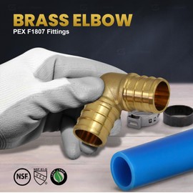 Supply Giant QYMO0012-OM x PEX 90 Degree Elbow Barb Pipe Fitting 1/2'' Brass, 1/2 Inch