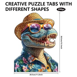 GLOBLELAND 200Pcs Spectacled Crocodile Wooden Jigsaw Puzzles for Toddler Children Learning Colorful Leisure Holiday Jigsaw Puzzles for Preschool Learning Birthday Gifts