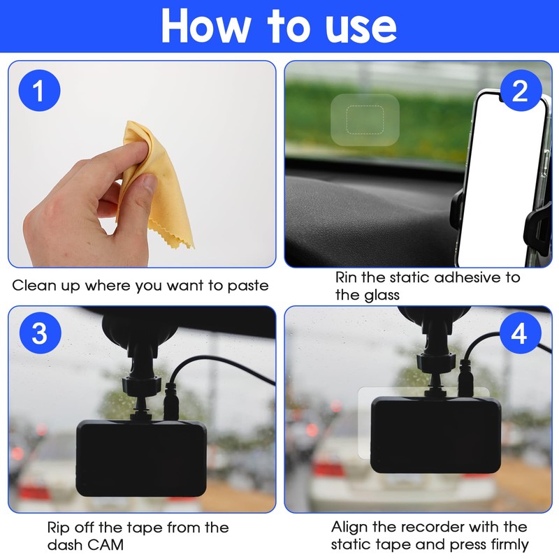 8Pcs Dashcam Windshield Sticker Electrostatic Film Transparent Sticker to Prevent