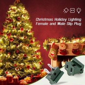 30Pcs SPT-1 Christmas Holiday Female and Male Slip Plug, Green Zip Plug, Vampire Plug, Gilbert Plug, Slide Plug, Electrical Light End Plug for Xmas Holiday Party Outdoor Indoor