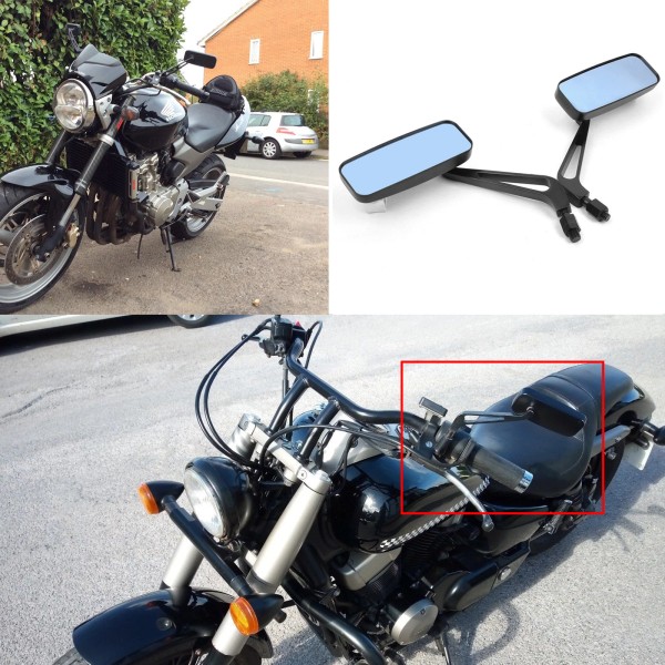 Unbranded 10MM Custom Rectangle Motorcycle Rearview Mirrors For Yamaha V