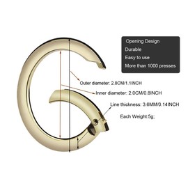 10PCS 28mm/1.1'' Silver Alloy Spring O Ring Metal Circle Trigger Rings Firm Clasp Round Carabiner Spring Snap Clips Hook Spring Keyring Buckle Fastener for Keychains Handbag Purse Shoulder Strap