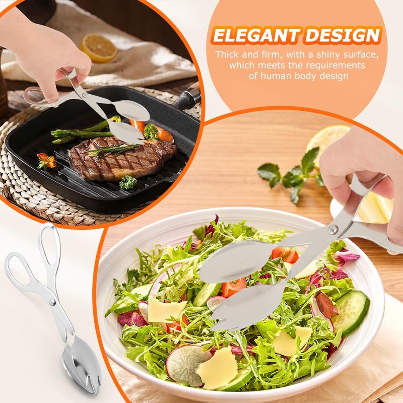 2 Pack Salad Tongs Food Grade 7.87 Inch Scissor Tongs