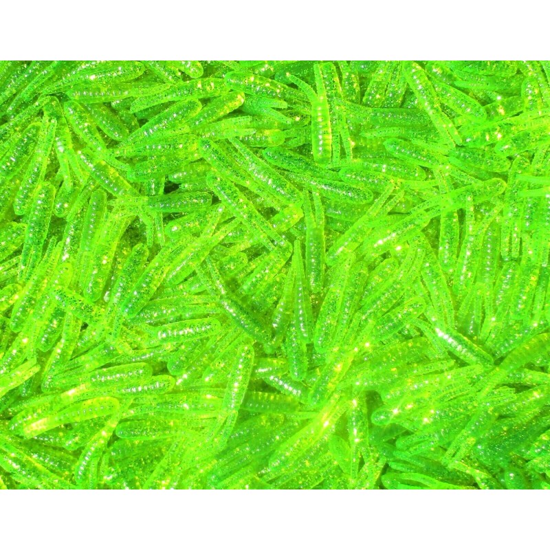 ALL AMERICAN 25ct CHARTREUSE SILVER FLAKE 1.5" SPLIT TAIL BEETLES