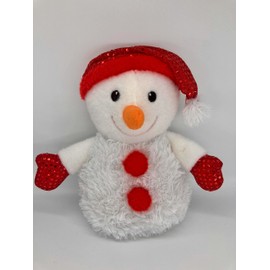 Christmas Decoration Snowman with Hat 26 cm Plush Figure, 4 Different Designs, White with Red or Silver Colourful Winter Hats, Snowmen Winter Plush Toy Christmas Decoration (Red with Santa Hat)