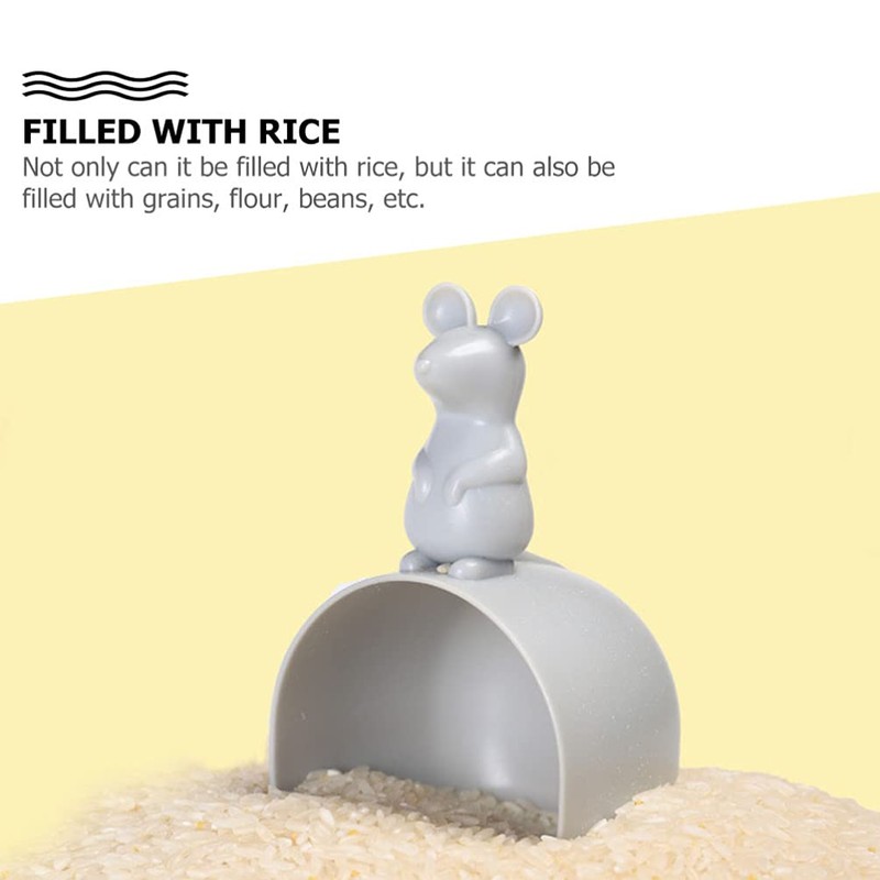 Tomaibaby 2pcs Plastic Measuring Scoops Mouse Shaped Kitchen Rice Scoops