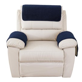 Sesselbezug mit 2 Seitentaschen, rutschfest, waschbar, abriebfest, 3 Stück (Marineblau)