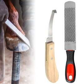 BORDEAG 8 Inch Horse Blacksmith Hoof Trim Tool Kit, Hoof Cutting Pliers Tool, Blacksmith Hoof Trim Tool Set, Hoof Rasp for Horses, Hoof File Tool with Handle, for Horses, Sheep, Cattle