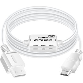 HOXIBSL Wii to HDMI Converter Adapter 1080P Video Output,with 3.5mm Audio Jack,Support 4:3/16:9 Screen Aspect Ratio Switch,Compatible with Wii,U,HDTV, Monitor （White-6.56FT）