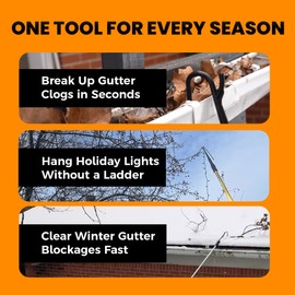 SPUTTER The Gutter Cleaning Tool Attachment – Cleans, Unclogs Gutters and Downspouts from Ground – Ladder Free Roof Leaf Remover – Flexible Clog Remover for Home Gutter Services – No Pole Included