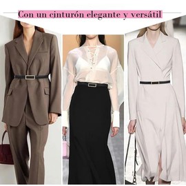 GeorgeX Cinturón para Mujer de Piel Genuina con Hebilla Metálica 2 Piezas de Cinturón de Mujer, Cinturón de Vestir Ajustado para Mujer para Jeans, Vestidos (100cm)