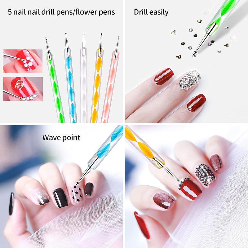Dotting Pen Rhinestone Nail Art Dotting Tools Nail Design Marbleizing